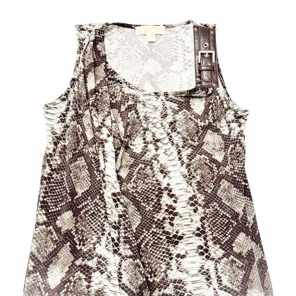 Michael Kors Snakeskin Brown Patterned Dress Leather Buckle Accent Size Small - Picture 2 of 5